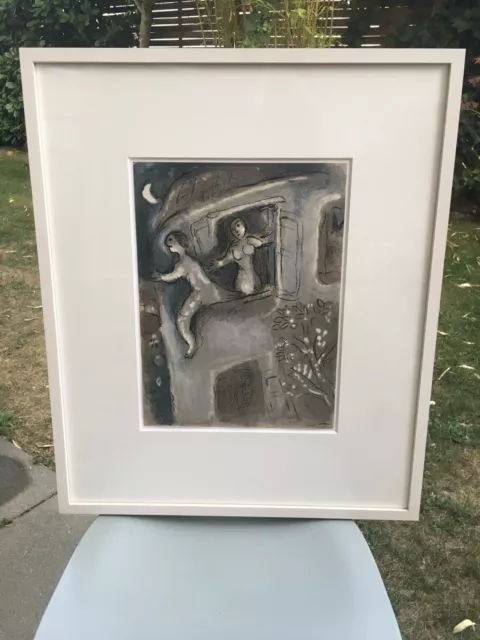 Marc Chagall, original Lithographie, Die Bibel, Michal rettet David, 1960