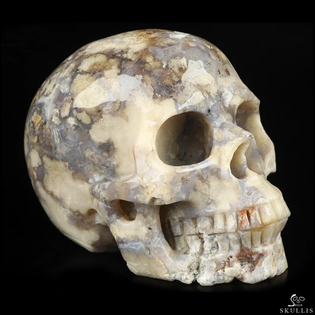 5.0" Blue Sakura Agate Hand Carved Crystal Skull, Realistic, Crystal Healing