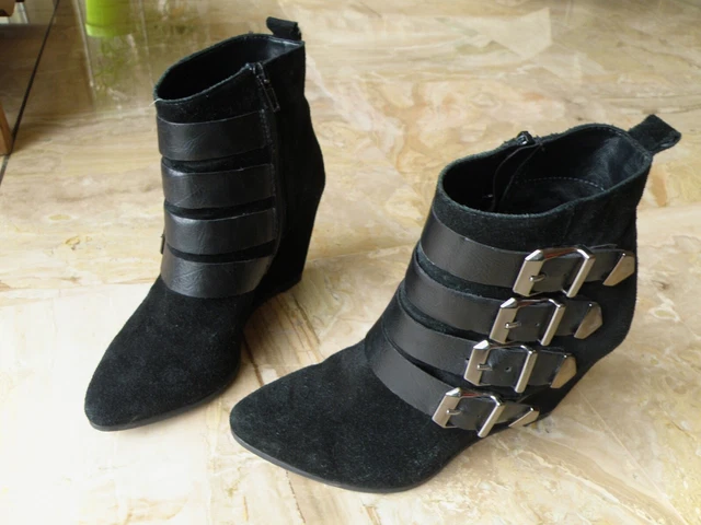 Bottines cuir daim noir avec boucles T 36