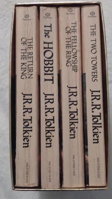 J.R.R Tolkien Red Box Set Hobbit LOTR Trilogy 4 Books Ballantine 1973