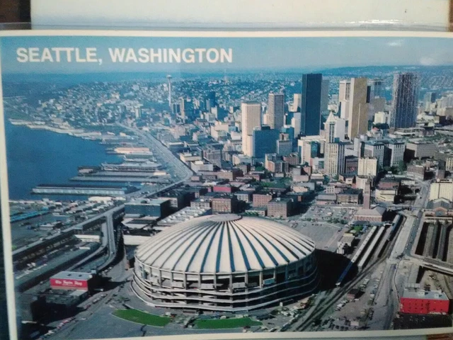 Vintage Photo Post Card Aerial View Over King Dome Seattle Washington