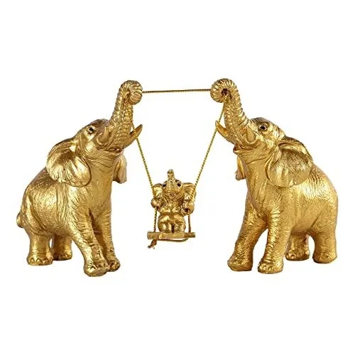 Elephant Statue.Gold Elephant Decor for Women,Mom Gifts.Elephant Figurines Br...