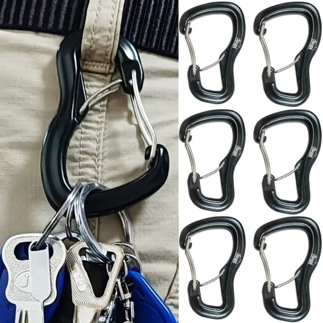 ChengR 1/2/5pcs Aluminum Alloy Multi Tool Outdoor Hook Fishing Acessories Camping Lock Buckle Fishing Small Carabiner Climbing Snap Clip Keychain