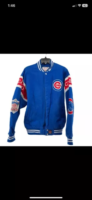 JH Design Chicago Cubs Men’s Blue Cotton Embroidered Bomber Jacket 3xl XXXL