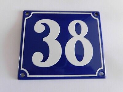 Old French Blue Enamel Porcelain Metal House Door Number Street Sign / Plate 38
