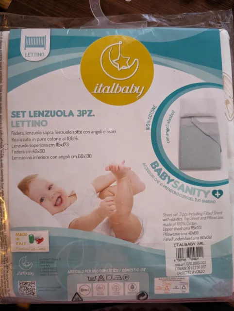 Italbaby - 3tlg. Bettwäsche-Set für Kinderbett in Elfenbein
