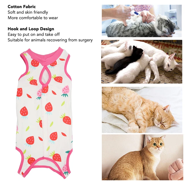 Camisa de recuperación de gatos tela de algodón para evitar lamerse la espalda apertura transpirable gato
