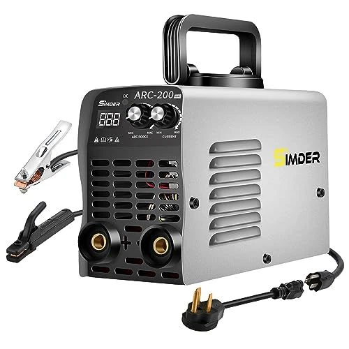 SSIMDER Mini Arc Welder Grey 200A 110V/220V Stick MMA Welding Red