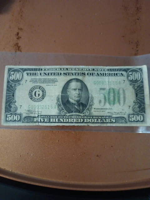 1934 $500 FEDERAL RESERVE NOTE  Chicago Ill No Holes Ungraded