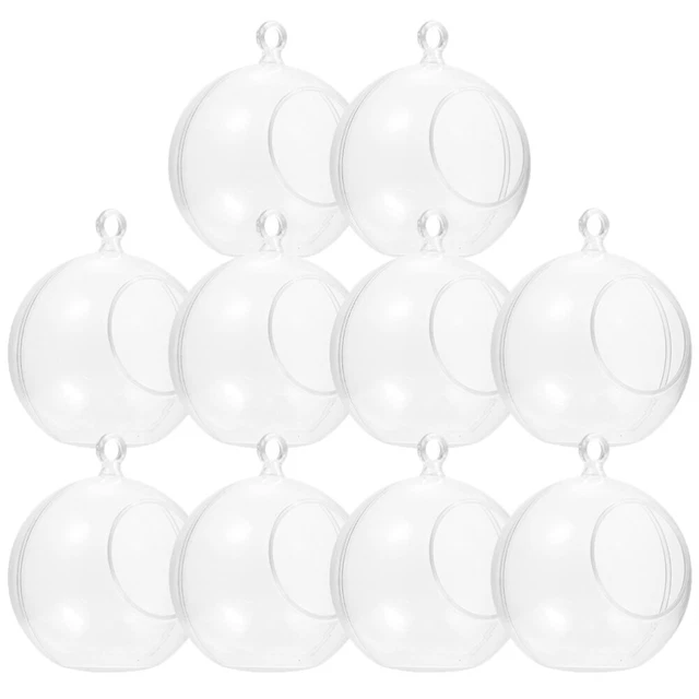 10 piezas bolas de Navidad transparentes hágalo usted mismo rellenables bolas de plástico adorno de Navidad