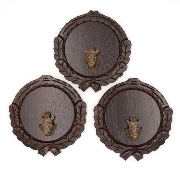 3 Pieza Keilerschilder Tallado Oscuro Af 14 CM Con 3 X Jabalí Cabeza Portada