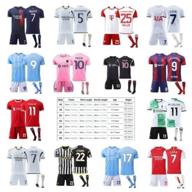 Adults Kids Kits Training Suits Short Shirt+Shorts+Sock Sports Sets 23-24 Iu
