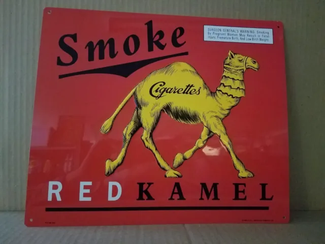 #97 VINTAGE RED KAMEL EMBOSSED METAL SIGN R J REYNOLDS TOBACCO CO New Old Stock