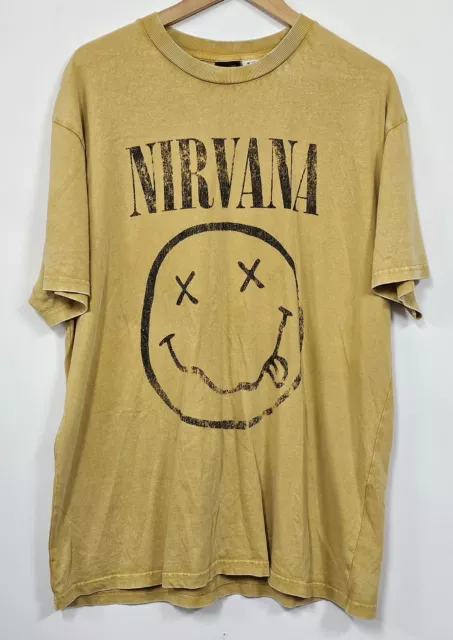 Nirvana Band Tshirt Mens Size XL Extra Large Mustard Colour Pre-Owned Cotton On