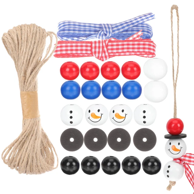 1 Set Weihnachten DIY Bastelzubehör Weihnachten Schneemann Holzperlen Handwerk m