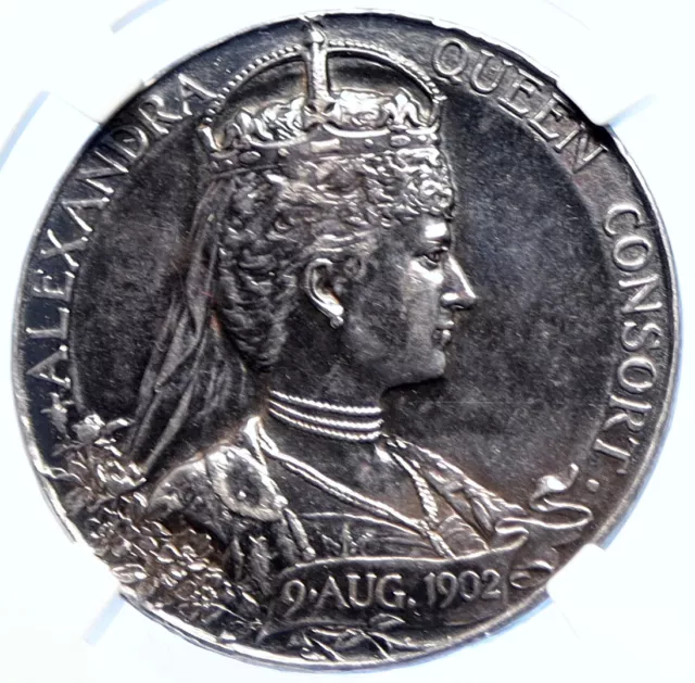 1902 GREAT BRITAIN King EDWARD VII Queen Alexandra Coronation Medal NGC i106427