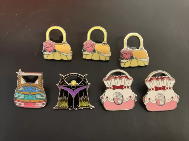 Disney Trading Pins, Lot of 7, Handbag Purse Mystery Pack Pins
