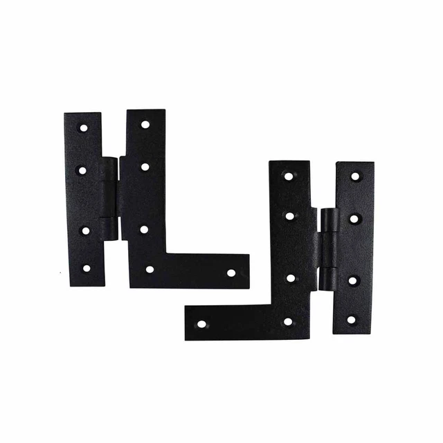 Pair Offset H-L Cabinet Hinge Wrought Iron 4 1/2" H Renovators Supply