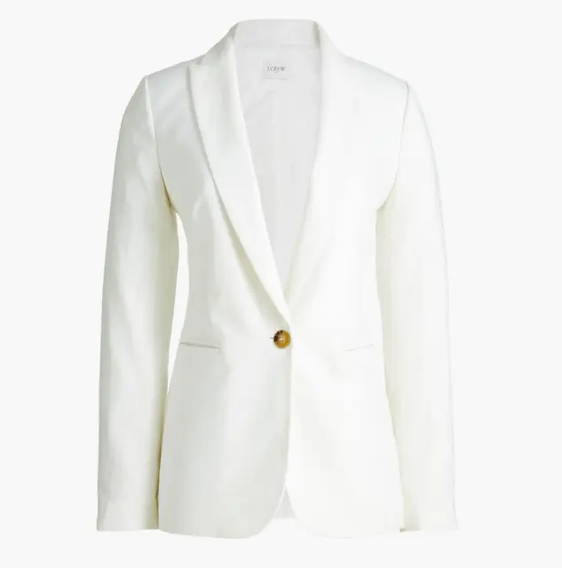 New J. Crew $178 White Linen-Cotton Blend Holland Blazer Sz 6