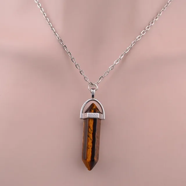 Natural Crystal Pendulum Quartz Stone Pendant Chakra Healing Gemstone Necklace 6