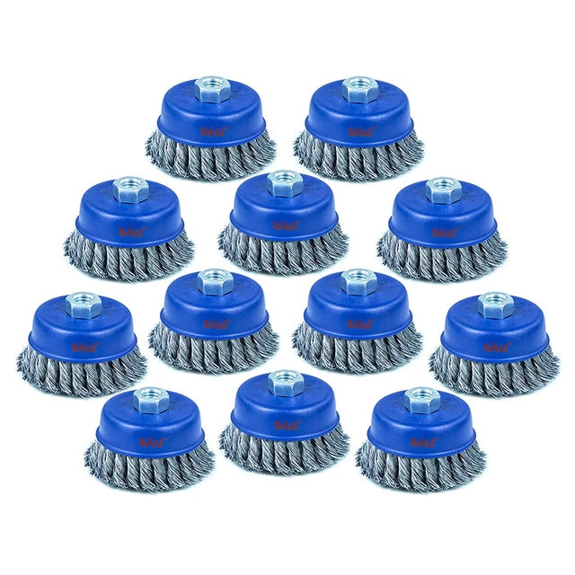 12 Pack Wire Cup Brush, 3 Inch Twisted Knotted Cup Brush for Grinders, with 5/8