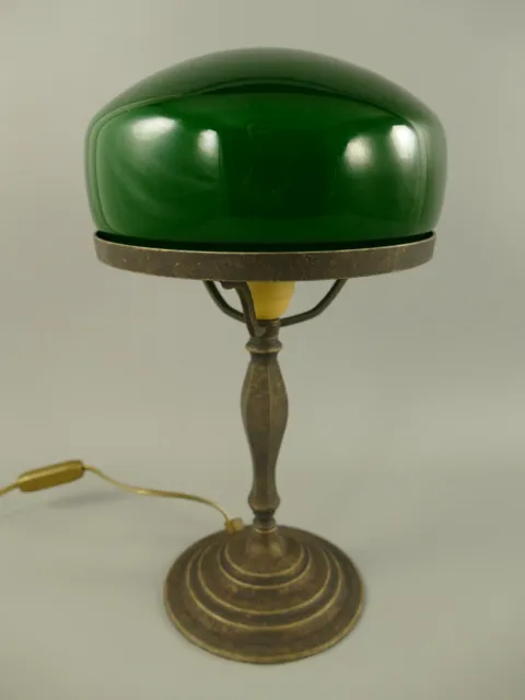 Tischlampe Messing  grün Lampe Jugendstil Schreibtischlampe Antik Pilzleuchte