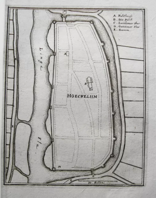 Heukelum Lingewaal Gelderland  Niederlande echter alter  Merian Kupferstich 1650