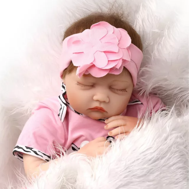 55cm Reborn Doll Lifelike Soft Cloth Body Eyes Closed Doll Accompany Kids Toy