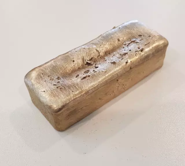 Bullion Bar Cast Brass Hand Poured 0.9kg Investment Ingot B
