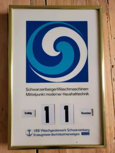 DDR Dauerkalender Drehkalender ewiger Kalender VEB Schwarzenberg Waschgerätewerk