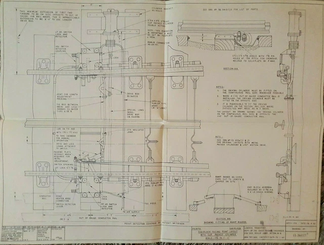 1971 London Transport Plans Chairlock Facing Point Layout / Cup Packed Cylinder