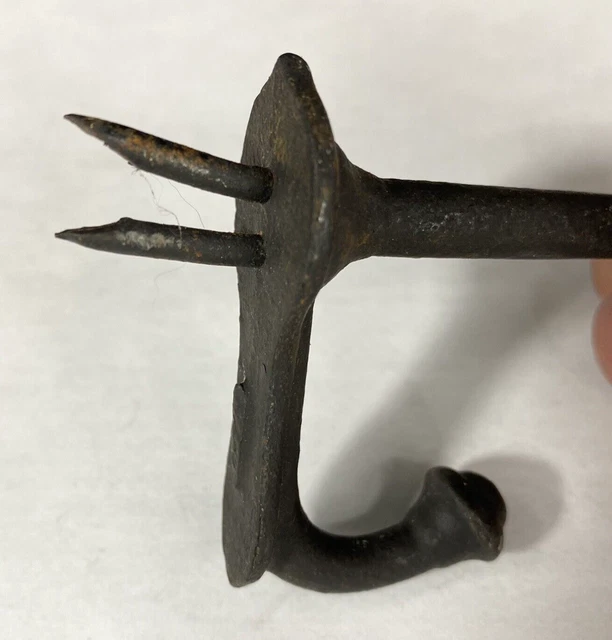 Vintage CAST IRON Antique Coat Scarf Hat Hook Small 2 1/4" with prongs 7