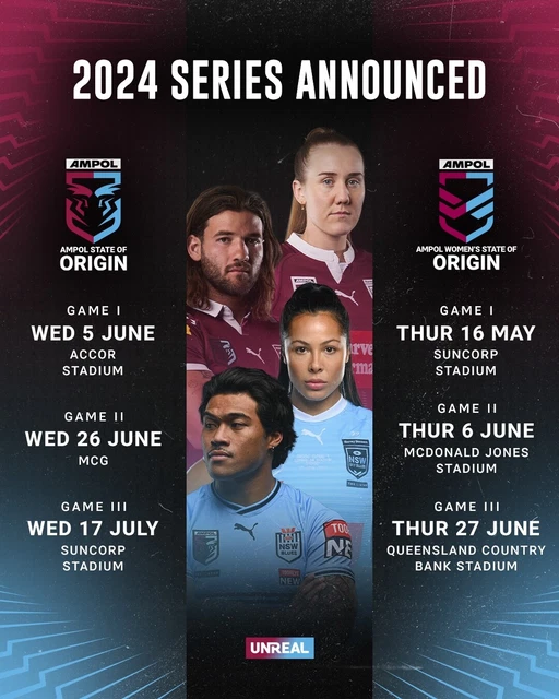 2024 DRAW STATE Of Origin Match Fixture Team Player Poster,Nrl Rugby