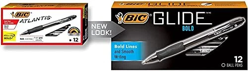 Glide Bold Black Ballpoint Pens, Bold Point (1.6mm), 12-Count Pack,