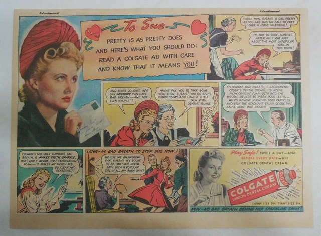 COLGATE TOOTHPASTE AD: Letter To Sue ! from 1930's Size: 11 x 15 inches ...