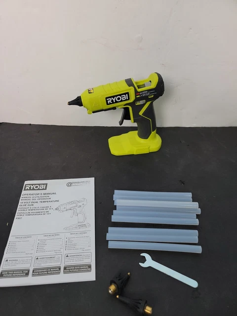 Pistola de pegamento inalámbrica de doble temperatura RYOBI ONE+ 18V (solo herramientas) puntas y pegamento P307