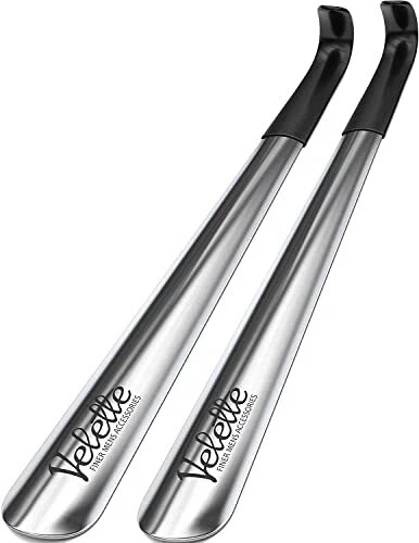 Velette Metal Shoe Horn Long Handle For Seniors Set of 2 16.5" Long Shoe Horn...