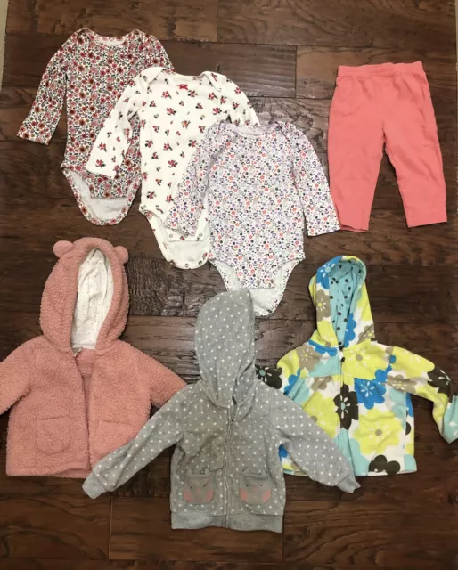 Carters Baby Girl Size 9 & 12 Months Bodysuit Jacket Pants (Lot of 7) L#2