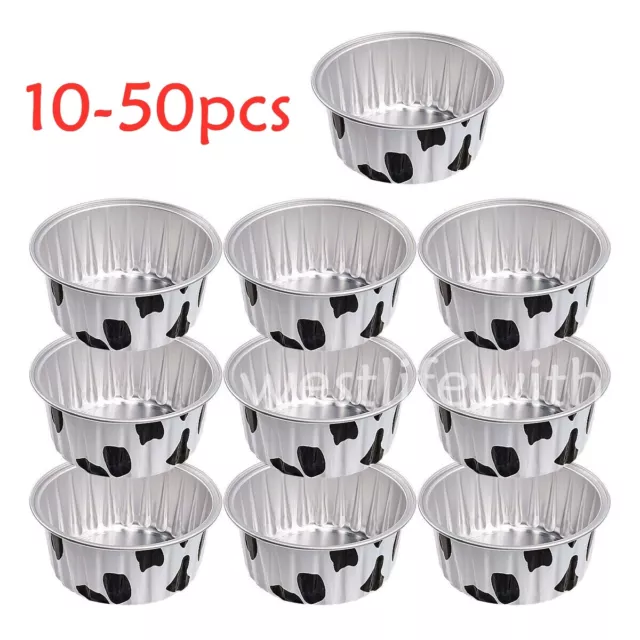 10-50* Aluminum Foil Tin Cup Pudding Cake Mold Reusable Small Baking Tinfoil Box