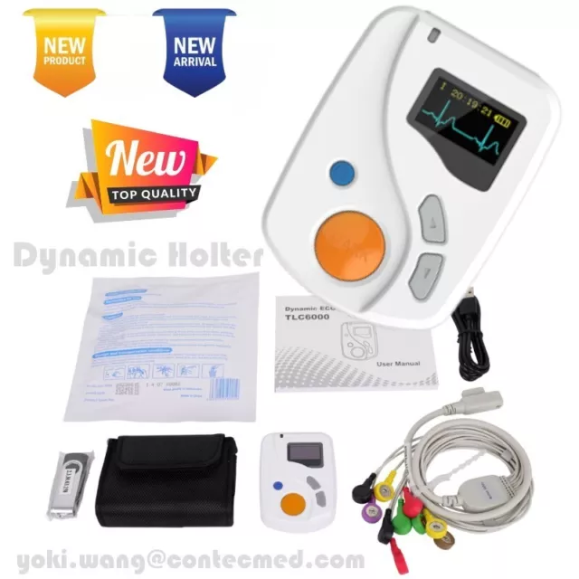 TLC6000 Dynamic 24hours 12 Lead ECG/EKG Holter Monitor Alalyzer Software Contec