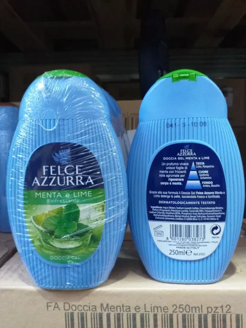 6 Flaconi Felce Azzurra Doccia Gel Menta e Lime Rinfrescante 250ml