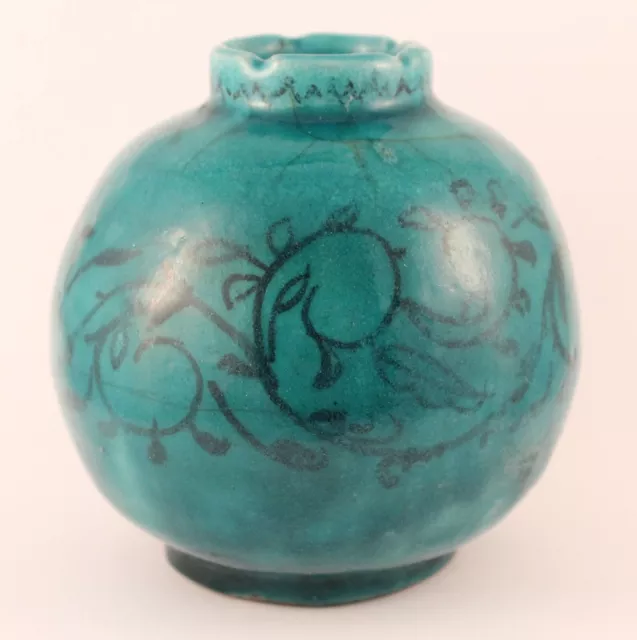 Antique Persian Turquoise Glazed Pottery Vase