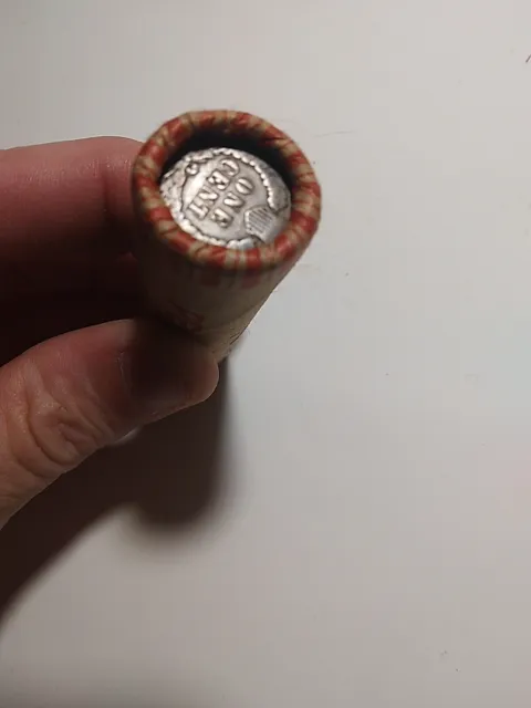 1 Shotgun Roll of Lincoln Wheat Cents with Indian Head ender
