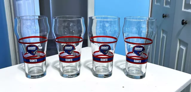 Lot Of ( 4 ) Vintage New York Giants Coca Cola Nfl Drinking Glasses...must See