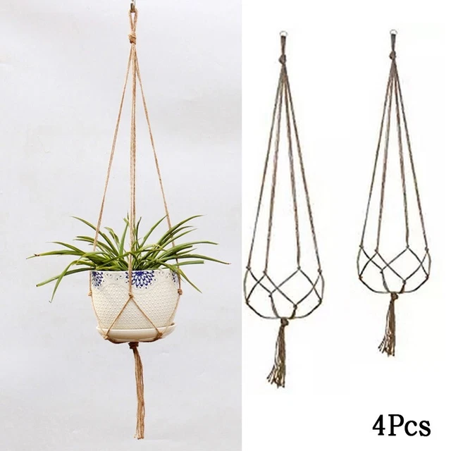 Ensemble de porte-pot de fleurs en jute respectueux de l'environnement 4 pièces