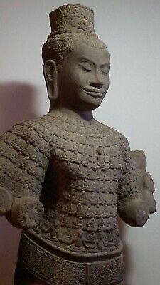 Khmer Sandstone Bodhisattva Figure Of 'Avalokitesvara', Angkor Wat 'Bayon' Style