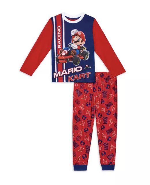 Mario Brothers Boys Long Sleeve  Pajamas Set Size 8 NWT Nitendo Licensed