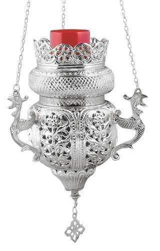 Large 3 Chain Hanging Nickel Plated Vigil Lamp Christian Church Kandili New!