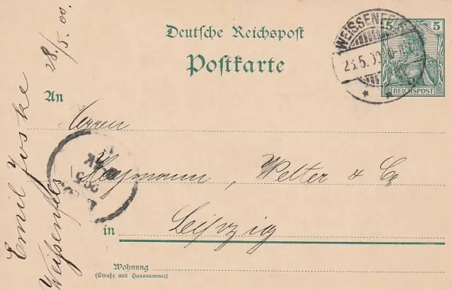 Allemagne Empire Entier Postal Circule  28.5.1900 Etat Correct