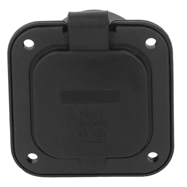 2 Pole 3 Wire Flange Power Inlet Straight Blade With Waterproof Cover 15A 125V